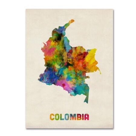 Trademark Fine Art Michael Tompsett 'Colombia Watercolor Map' Canvas Art, 18x24 MT0518-C1824GG